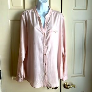 Kut (from the kloth) Chiffon Blouse, Soft Pink, Size XL